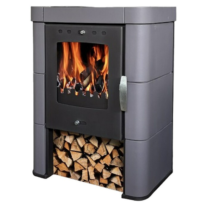 Domofire Kaminska peč Caorle II  (6 kW, Zmogljivost ogrevanja prostora: 150 m³, Material obloge: Keramika, Siva) | 4125 - Stahl-Kaminöfen | DCED - Öfen | DCE - Heizung | DC - Sanitärinstallation | D - Sanitär | BAUHAUS