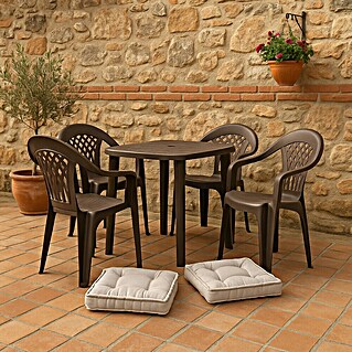 Set de muebles de jardín Cancún (5 pzs., Polipropileno, Marrón, Ø x Al: 80 x 73 cm)