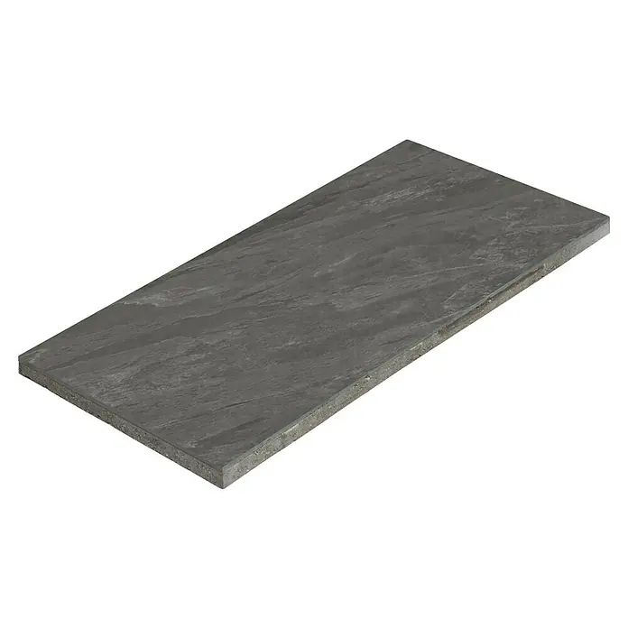 Diephaus Terrassenplatte Columbia - 80 x 40 x 4 cm, Core Basalt, Beton - Aufnahme einer einzelnen grauen Keramikfliese mit einer steinähnlichen Textur, ideal für moderne Boden- und Wandgestaltungen.