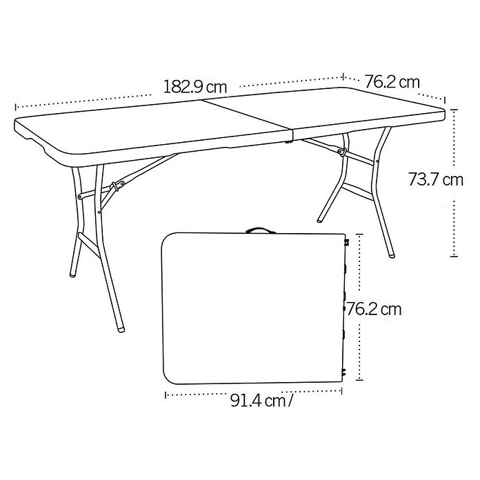 Lifetime Gartentisch (L x B: 183 x 76 cm, Weiß, Klappbar)