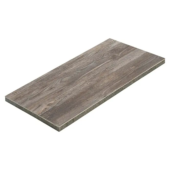 Diephaus Terrassenplatte Columbia - 80 x 40 x 4 cm, Natura Quarz, Beton - Ein einzelnes Paneel in Holzoptik mit einer robusten Unterlage für erhöhte Stabilität und einfache Installation wird gezeigt.
