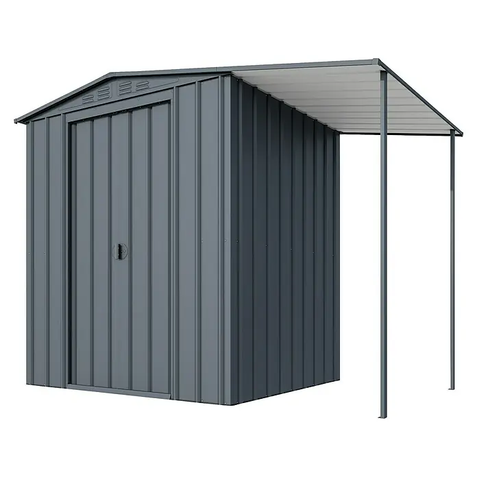 Globel Gerätehaus Dream - Außenmaß inkl. Dachüberstand (B x T): 262 x 154 cm, Stahl, Anthrazit - Metallschuppen mit Vordach für zusätzlichen Stauraum und Schutz vor Witterungseinflüssen. Robuste Konstruktion für den Außenbereich.