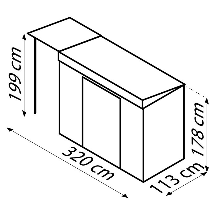 Globel Metallgerätehaus Skillion 84 (Außenmaß inkl. Dachüberstand (B x T): 324,6 x 124 cm, Stahl, Anthrazit) | BAUHAUS