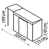 Globel Metallgerätehaus Skillion 84 (Außenmaß inkl. Dachüberstand (B x T): 324,6 x 124 cm, Stahl, Anthrazit) | BAUHAUS