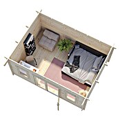 Palmako Caseta de jardín (Madera, 14,2 m², Espesor de pared: 44 mm, Natural)