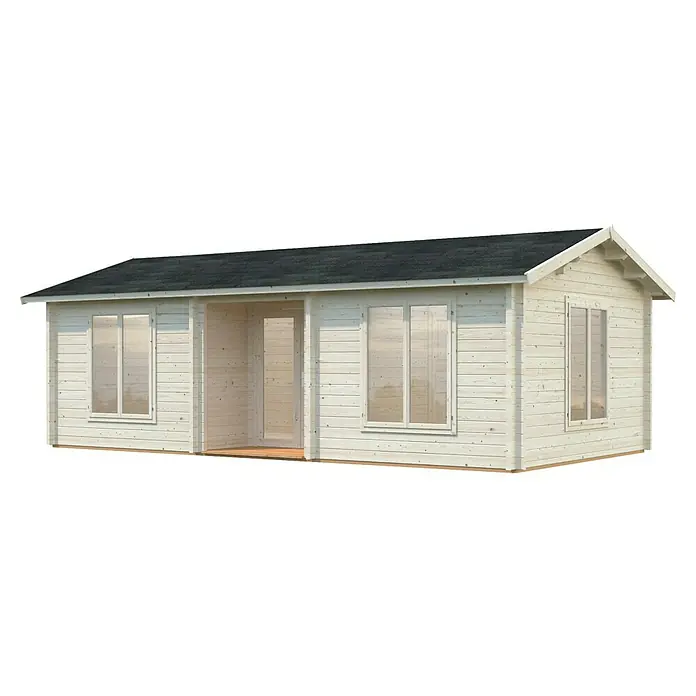 Palmako Caseta de jardín Anna - Medidas ext. (An x Pr): 834 x 460 cm, Madera, Natural - Una fantástica cabaña de madera con ventanas y puertas, ideal para tu jardín o como espacio habitable adicional.