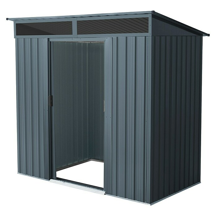 Pergart Gerätehaus Lüttich 64 (Außenmaß inkl. Dachüberstand (B x T): 195 x 121 cm, Stahl, Anthrazit) | BAUHAUS