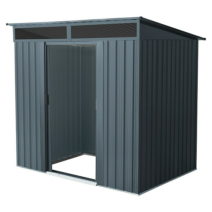 Pergart Gerätehaus Lüttich 65 (Außenmaß inkl. Dachüberstand (B x T): 195 x 151 cm, Stahl, Anthrazit) | BAUHAUS