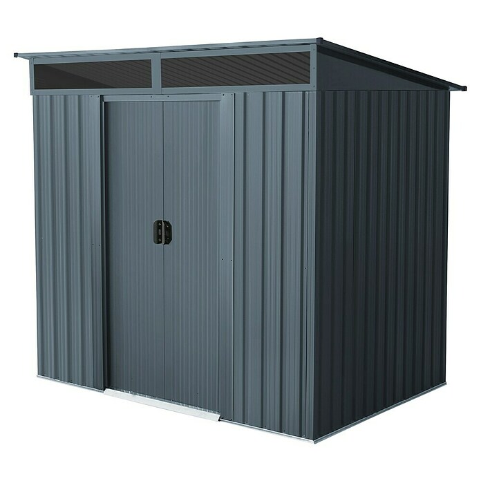 Pergart Gerätehaus Lüttich 65 (Außenmaß inkl. Dachüberstand (B x T): 195 x 151 cm, Stahl, Anthrazit) | BAUHAUS