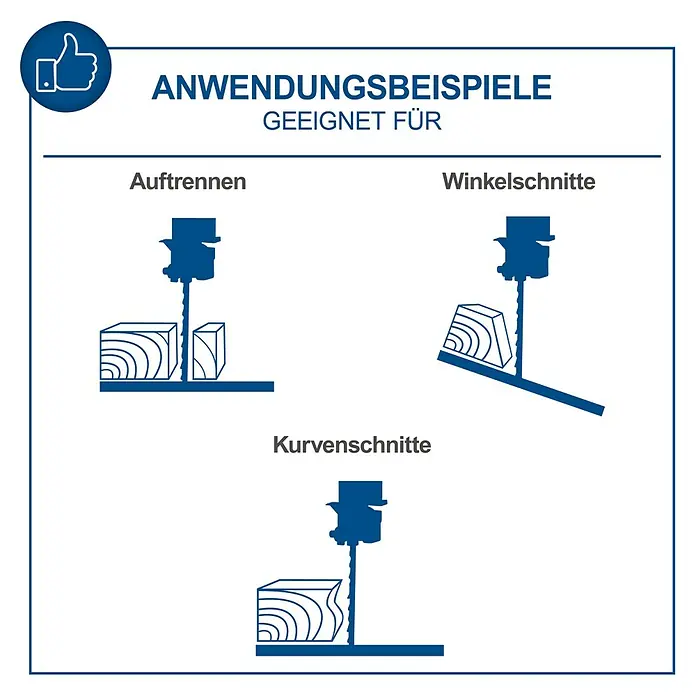 Scheppach Bandsäge HBS25 - 350 W, Durchlasshöhe: 80 mm, Durchlassbreite: 200 mm - Anwendungsbeispiele: Geeignet für Auftrennen, Winkelschnitte und Kurvenschnitte mit der Stichsäge.