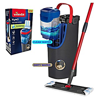 Vileda Reinigungssystem & Eimer H2PRO Flat Mop System (1 x Flachwischer, 1 x Eimer mit Zweitanksystem, 1 x Wischbezug, Material: Textil, Länge Stiel: 132 cm)