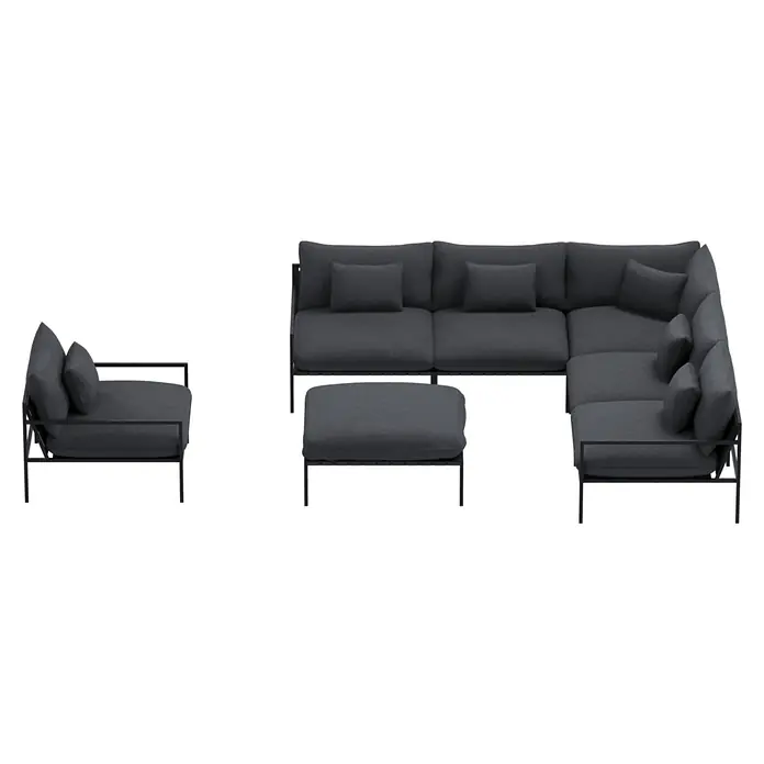 Sunfun Loungemöbel-Set - 7 -tlg., Aluminium, Textil, Night Grey/Schwarz