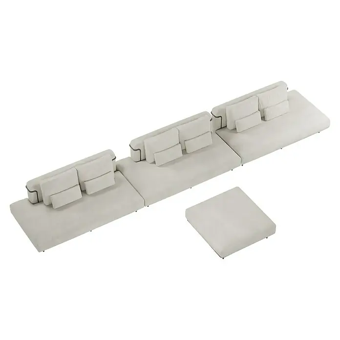 Sunfun Loungemöbel-Set - 4 -tlg., Aluminium, Textil, Sand/Night-Grey - Ein modulares Ecksofa in neutraler Farbe mit mehreren Rückenkissen, ideal für Wohnräume, die sowohl Komfort als auch modernes Design schätzen.