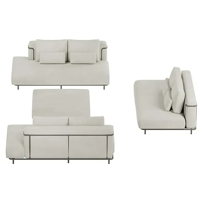 Sunfun Loungemöbel-Set - 4 -tlg., Aluminium, Textil, Sand/Night-Grey - Weißes modulares Sofa-Ensemble mit klaren Linien und minimalistischem Design für einen modernen Wohnraum. Bequeme Polster laden zum Entspannen ein.