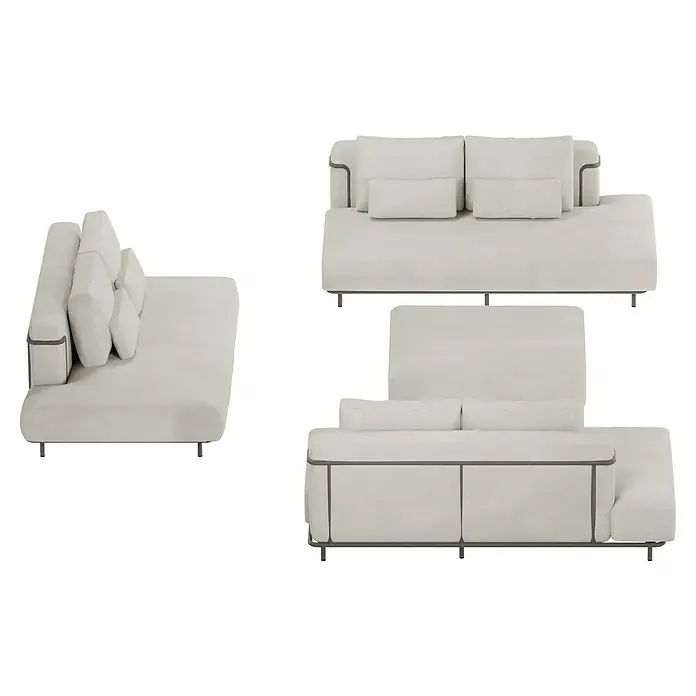 Sunfun Loungemöbel-Set - 4 -tlg., Aluminium, Textil, Sand/Night-Grey - Modulares Sofa-System in neutraler Farbe, bestehend aus mehreren Elementen für individuelle Wohnraumgestaltung mit schlichtem Design.