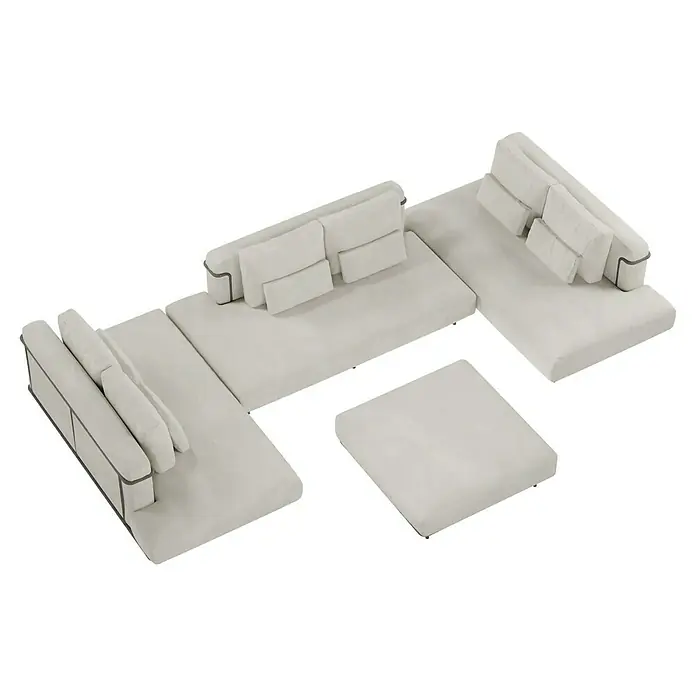Sunfun Loungemöbel-Set - 4 -tlg., Aluminium, Textil, Sand/Night-Grey - Helle modulare Lounge-Garnitur mit weichen Kissen und grauen Akzenten, ideal zum Entspannen und für stilvolle Wohnräume.