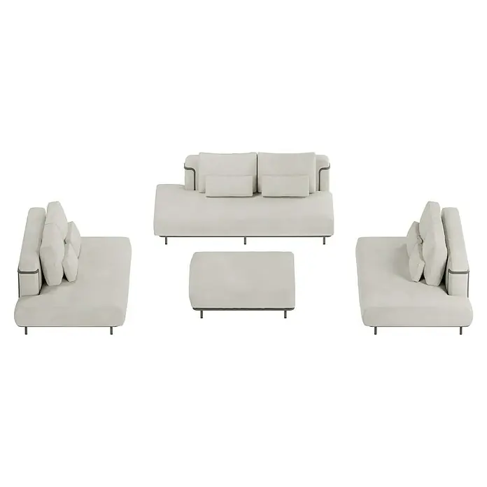 Sunfun Loungemöbel-Set - 4 -tlg., Aluminium, Textil, Sand/Night-Grey - Modernes modulares Sofa-Set in Weiß mit minimalistischem Design. Perfekt für ein stilvolles Wohnzimmer mit klaren Linien.