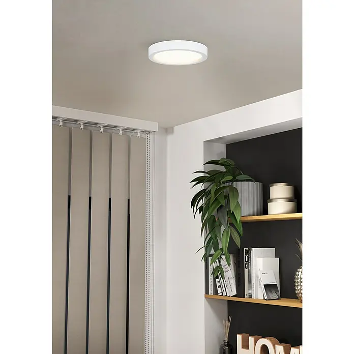 Eglo Foco downlight de superficie LED IDUN-E - 12 W, Ø x Al: 21 x 3,1 cm, Blanco neutro - Lámpara de techo blanca que ofrece luz suave, ideal para interiores modernos. Un diseño sencillo que combina elegancia y funcionalidad.