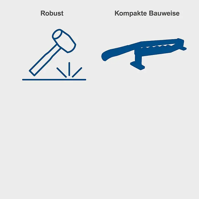 Scheppach Handholzspalter -  - Illustration mit Hammer für Robustheit und Schraubstock für Kompakte Bauweise.