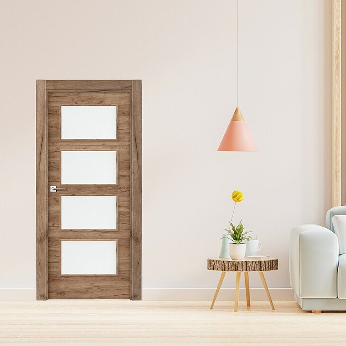 Solid Elements Puerta acristalada Cognac (62,5 x 203 cm, Derecha, Roble, Maciza) | BAUHAUS