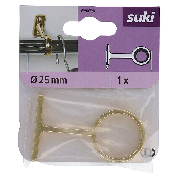Stabilit Soporte intermedio para tubo de armario (Diámetro de agujero: 25 mm, Altura: 66 mm)