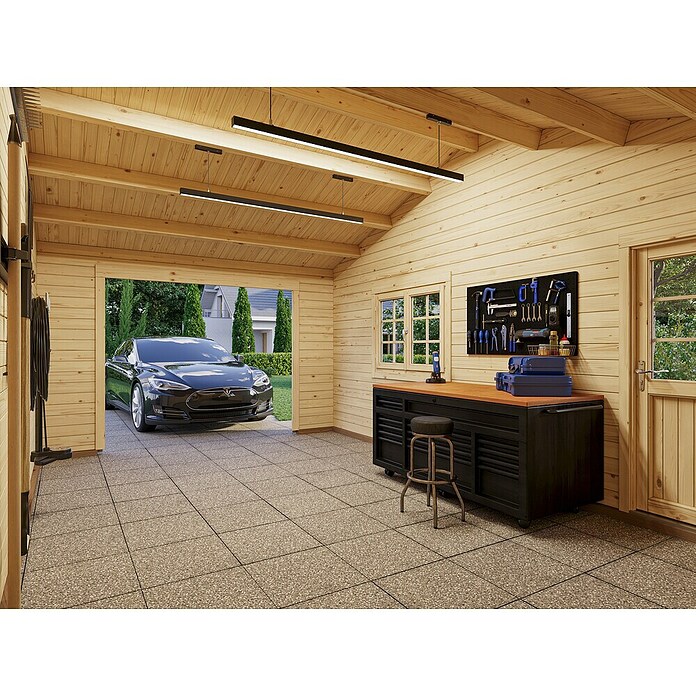 Palmako Garaje con carport Roger sin puerta (Medidas ext. (An x Pr): 1.006 x 619 cm, Natural, Madera, 19 m², Sin tratar) | BAUHAUS