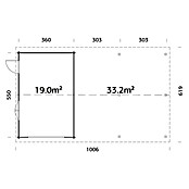 Palmako Garaje con carport Roger sin puerta (Medidas ext. (An x Pr): 1.006 x 619 cm, Natural, Madera, 19 m², Sin tratar) | BAUHAUS