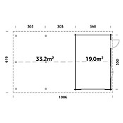 Palmako Garaje con carport Roger sin puerta (Medidas ext. (An x Pr): 1.006 x 619 cm, Natural, Madera, 19 m², Sin tratar) | BAUHAUS