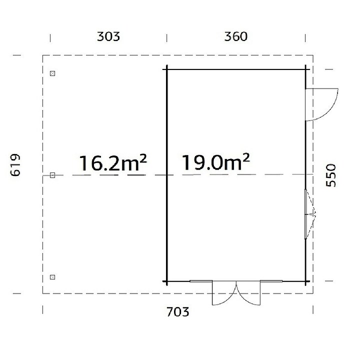 Palmako Caseta de jardín Irene (Medidas ext. (An x Pr): 703 x 619 cm, Madera sin tratar, Natural) | BAUHAUS