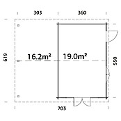 Palmako Caseta de jardín Irene (Medidas ext. (An x Pr): 703 x 619 cm, Madera sin tratar, Natural) | BAUHAUS