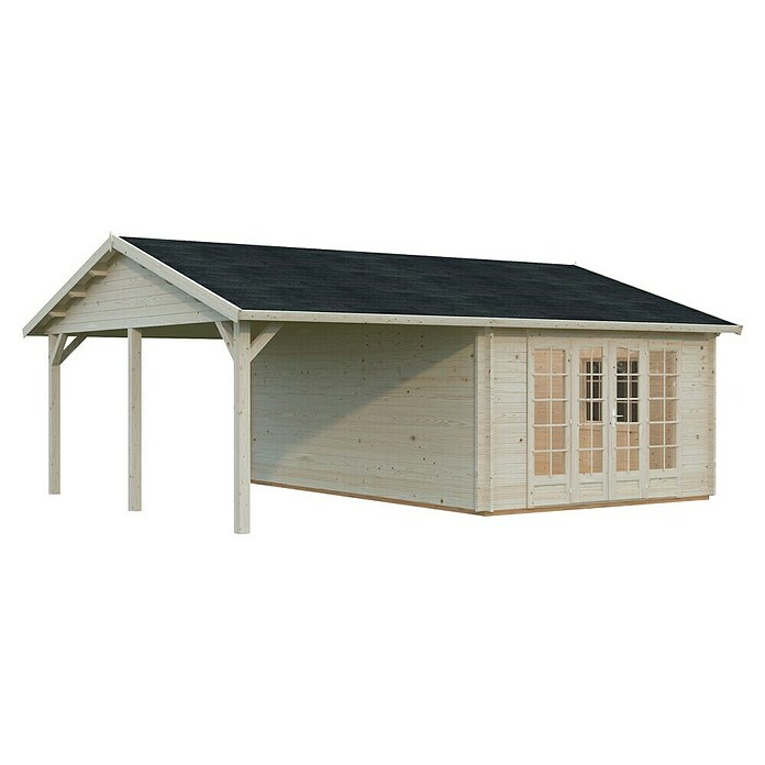 Palmako Caseta de jardín Irene (Medidas ext. (An x Pr): 703 x 619 cm, Madera sin tratar, Natural) | BAUHAUS