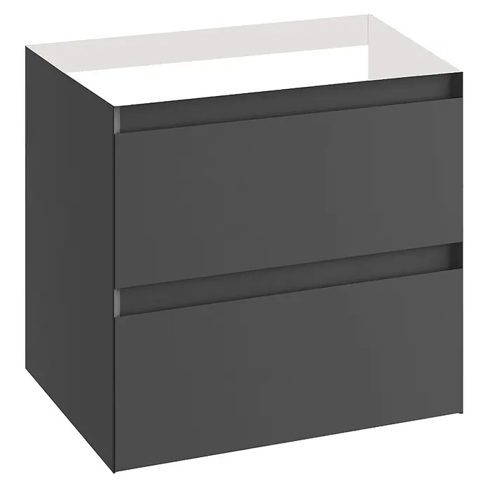 Space Mueble bajo de lavabo - An x Pr x Al: 60 x 46 x 50 cm, Antracita - Mueble de baño gris oscuro con dos cajones y una tapa blanca. Mueble de baño moderno para un almacenamiento elegante.