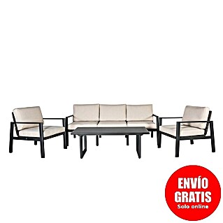 Kactus republic Conjunto de muebles Onix (4 pzs., Aluminio/Ratán sintético, Gris)