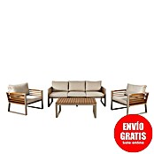 Kactus republic Conjunto de muebles Kenya (4 pzs., Aluminio/Madera sintética, Gris/Natural) | BAUHAUS