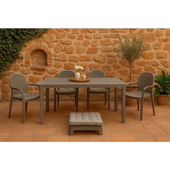 Mesa de jardín Lasarte (L x An x Al: 150 x 90 x 72 cm, Tecnopolímero/Fibra de vidrio, Taupé) | BAUHAUS