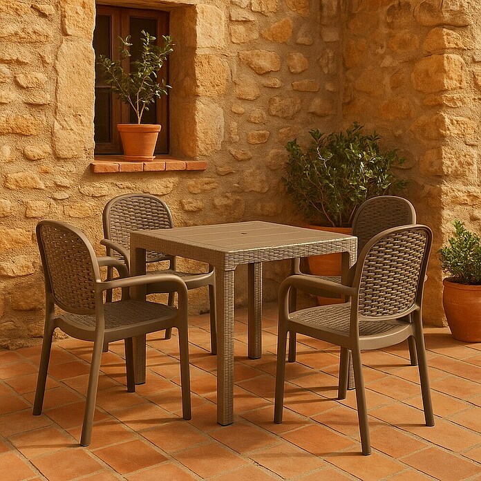 Mesa de jardín Lasarte (L x An x Al: 80 x 80 x 72 cm, Tecnopolímero/Fibra de vidrio, Taupé) | BAUHAUS