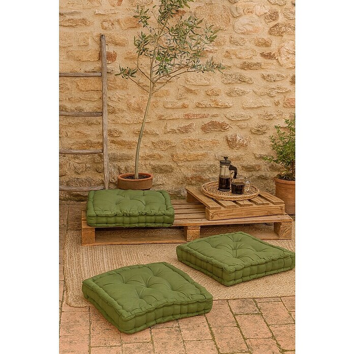 Cojín para suelo capitone water resist (Verde, 45 x 45 cm, 1 ud.) | BAUHAUS