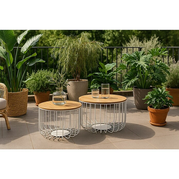 Mesa auxiliar de jardín Alexis (53 x 33 cm, Blanco) | BAUHAUS