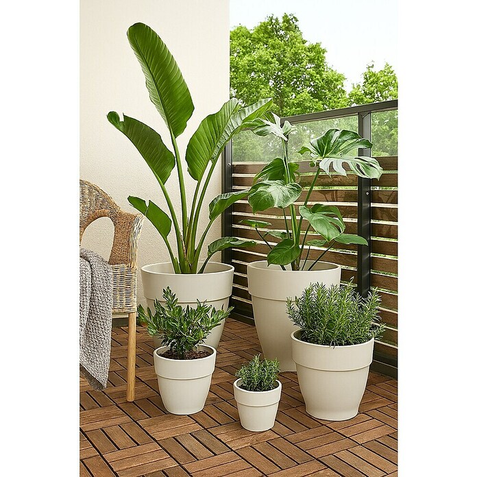 Elho Vibia Campana Maceta para planta Vibia Campana (Dimensiones externas (Ø x Al): 35 x 29,7 cm, Plástico, Blanco) | BAUHAUS