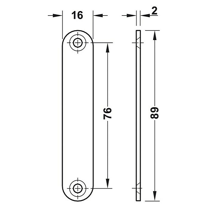 Häfele MagnetverschlussHaftkraft: 8 kg, B x H: 15,6 x 86 mm, Zinkdruckguss Front View