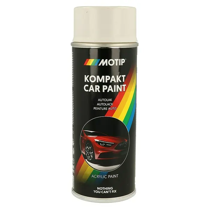 Motip Sprühlack Kompakt - 45300 Weiss-Grau, Glänzend, 400 ml - Dose mit Motip Kompakt Autolack für die Ausbesserung von Fahrzeugen, ein Acryllack der eine einfache Anwendung und hohe Deckkraft bietet.