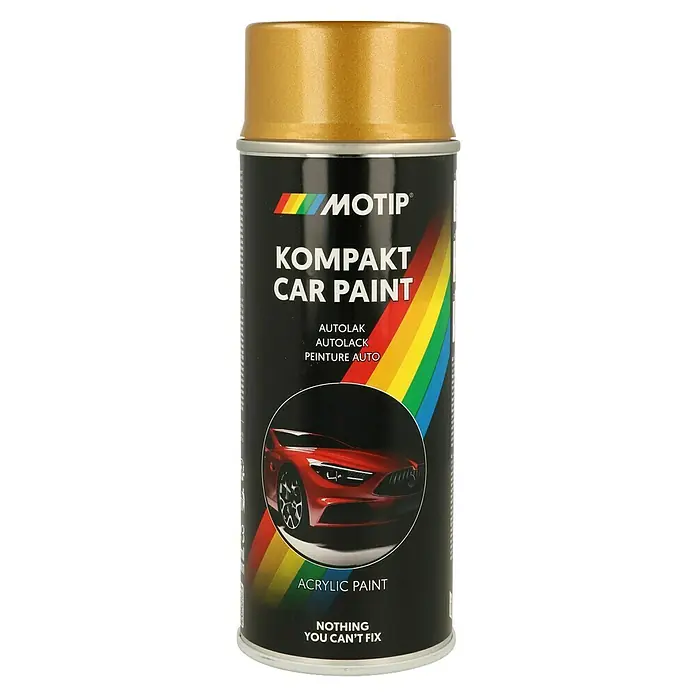 Motip Sprühlack Kompakt - 52250 Gold Metallic, 400 ml - Dose Motip Kompakt Autolack, ideal für Ausbesserungen und Lackierungen am Auto. Hochwertige Acrylfarbe für ein glänzendes Ergebnis.