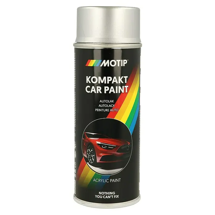 Motip Sprühlack Kompakt - 55250 Silber Metallic, 400 ml - Sprühdose mit Motip Kompakt Autolack, ideal für kleine Ausbesserungen und Lackierarbeiten am Auto mit Acrylfarbe für langanhaltenden Schutz.
