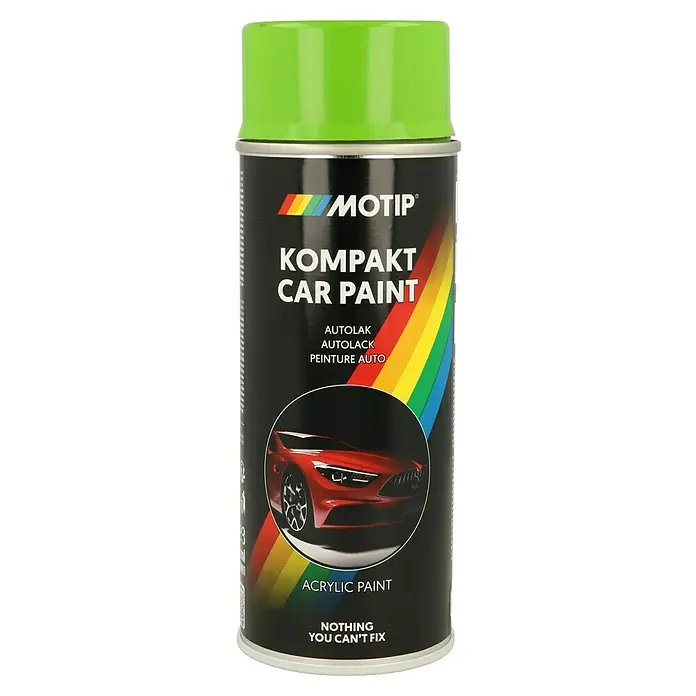 Motip Sprühlack Kompakt - 44400 Grün, Glänzend, 400 ml - Dose Motip Kompakt Autolack in Grün mit dem Slogan "Nichts, was du nicht reparieren kannst" für perfekte Lackierungen.