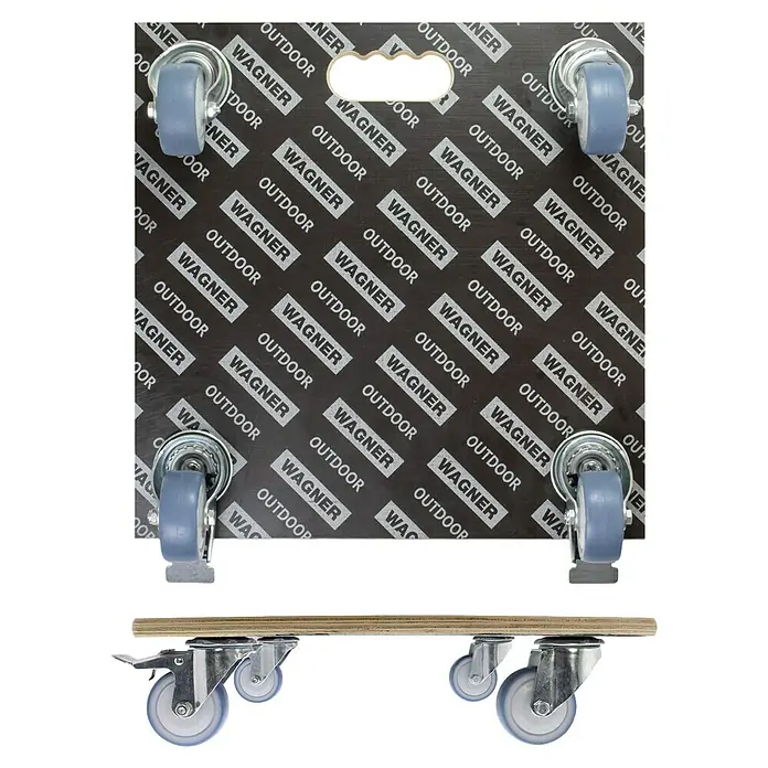 Wagner System Pflanzenroller MaxiGrip - L x B x H: 48 x 48 x 13 cm, Holz, Braun, Max. Belastung: 300 kg - Wagner Outdoor Möbelroller, eine praktische Transporthilfe für den Außenbereich mit Rollen und Tragegriff.