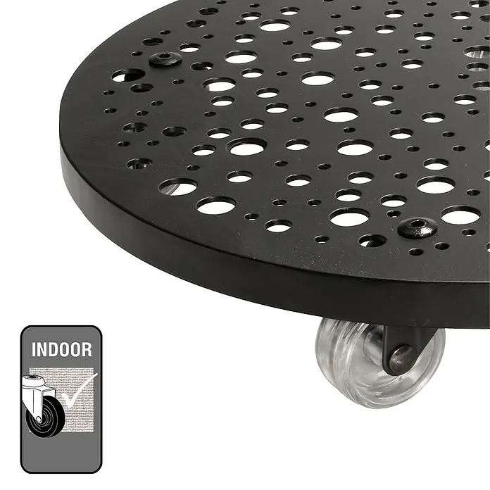 Wagner System Pflanzenroller Steel Retro - Stahl, Schwarz, Max. Belastung: 50 kg - Schwarzer Pflanzenroller mit transparenten Rollen für den Innenbereich, ideal zum Bewegen von Töpfen und Pflanzen.