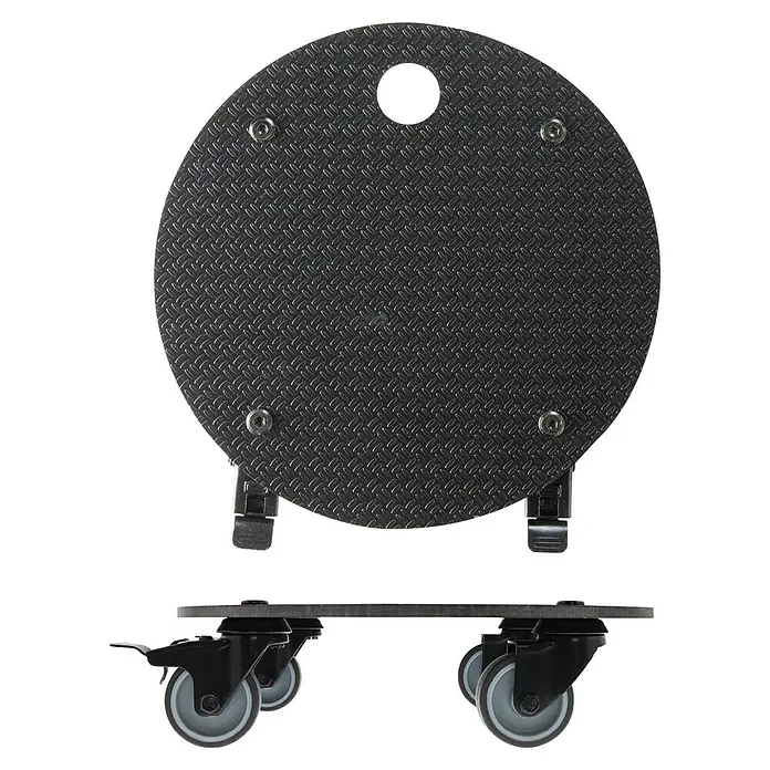 Wagner System Pflanzenroller HPL Black GH0629 - Schwarz, Max. Belastung: 100 kg - Runde Transportplattform mit Rollen. Ideal zum Bewegen schwerer Lasten auf Bühnen oder in Lagerhallen, ausgestattet mit robusten Rädern für einfachen Transport.