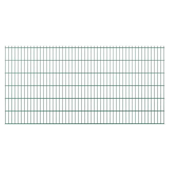Mattenzaun Vega 2D - Grün, B x H: 2.500 x 830 mm, Stahl - Ansicht eines grünen Metallgitterzauns. Eine robuste und stilvolle Begrenzung für jeden Außenbereich, bietet Sicherheit und ein modernes Aussehen.