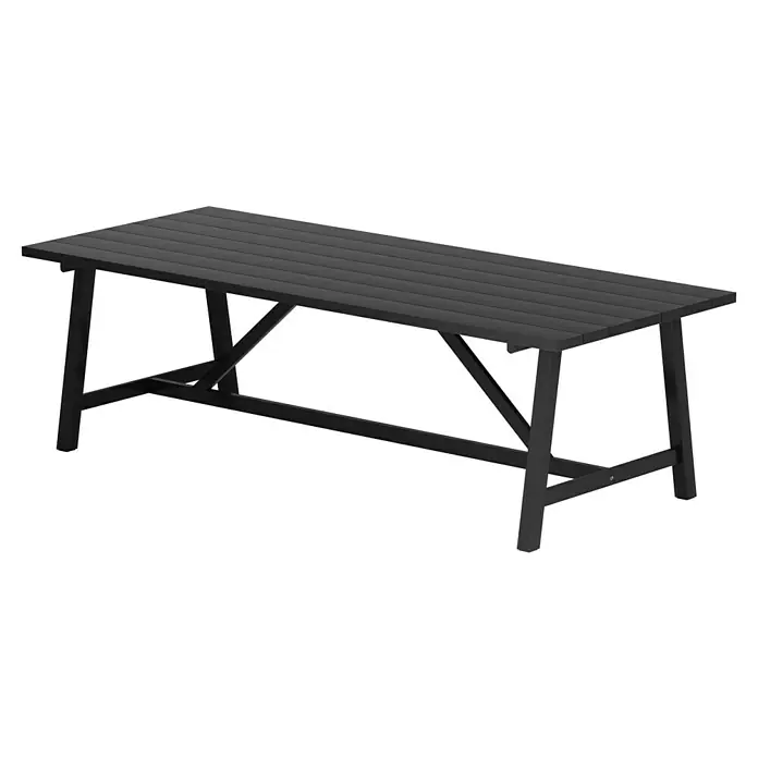 Sunfun Gartenmöbel-Set Melina/Maja - 7 -tlg., Akazie, Aluminium, Polyester, Schwarz/Night-Grey - Schwarzer Gartentisch mit Lattenrostplatte und stabilem Untergestell für den Außenbereich. Robustes Design für Terrasse und Garten.