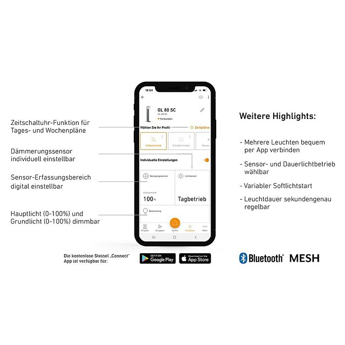 Steinel Sensor-LED-Außenwegeleuchte GL 80 LED iHF (9,5 W, Anthrazit, L x B x H: 13,2 x 11 x 63,25 cm)